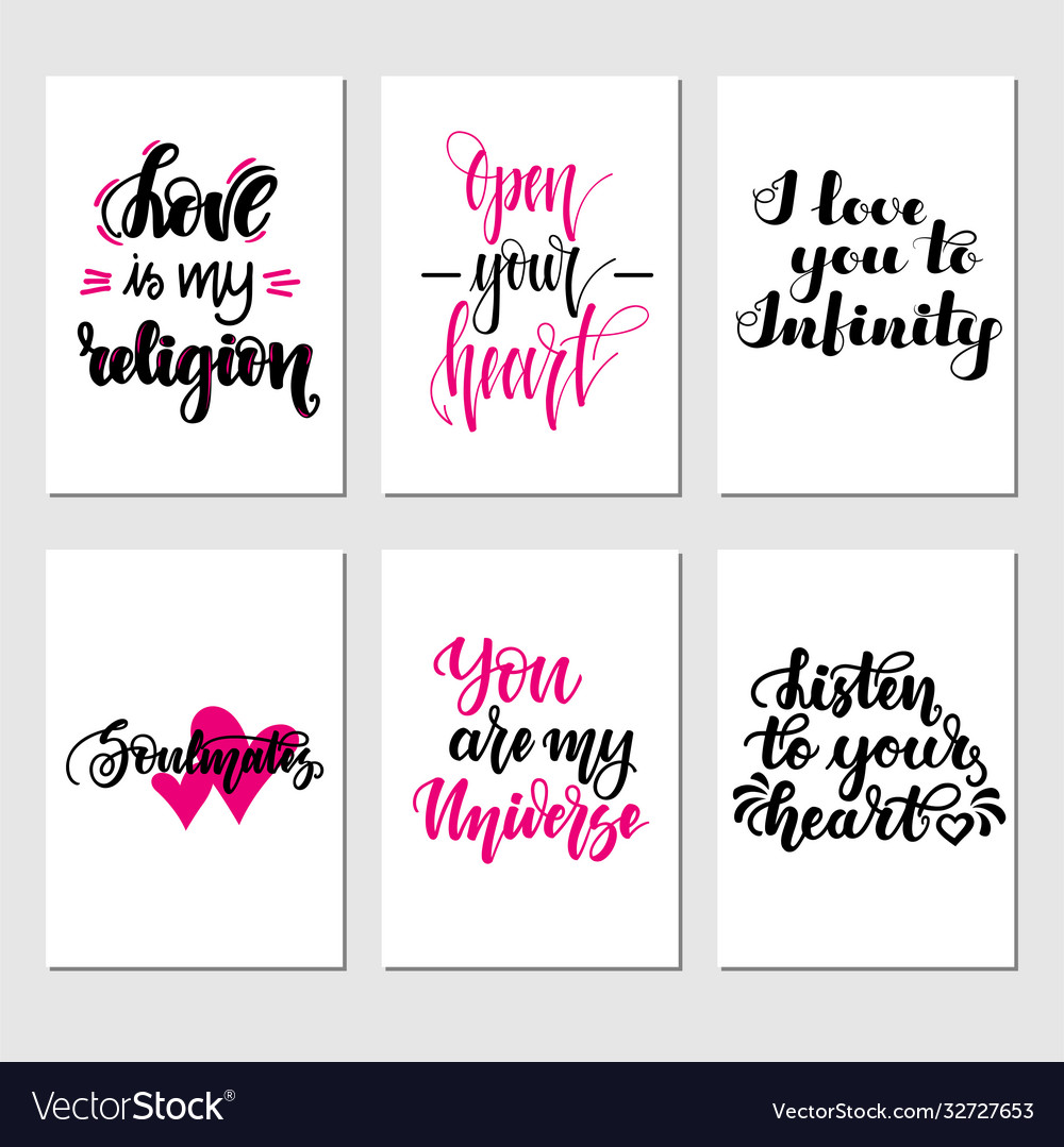 Set inspirational romantic greeting card