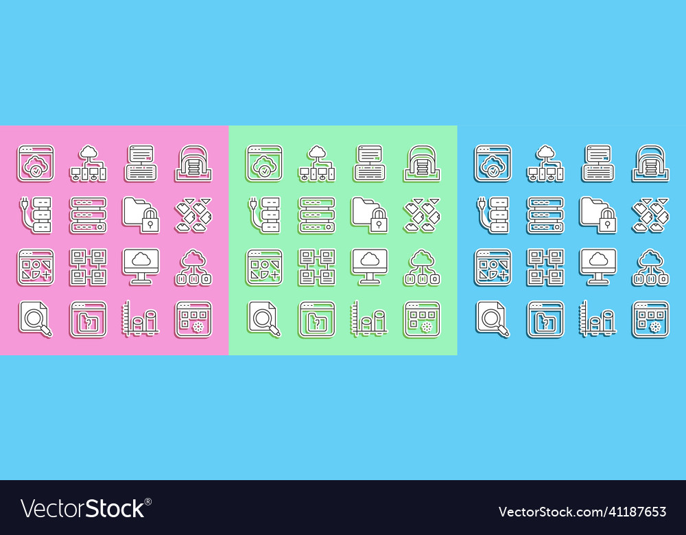 Set line loading data window cloud technology vector image Set line loading data window cloud technology
