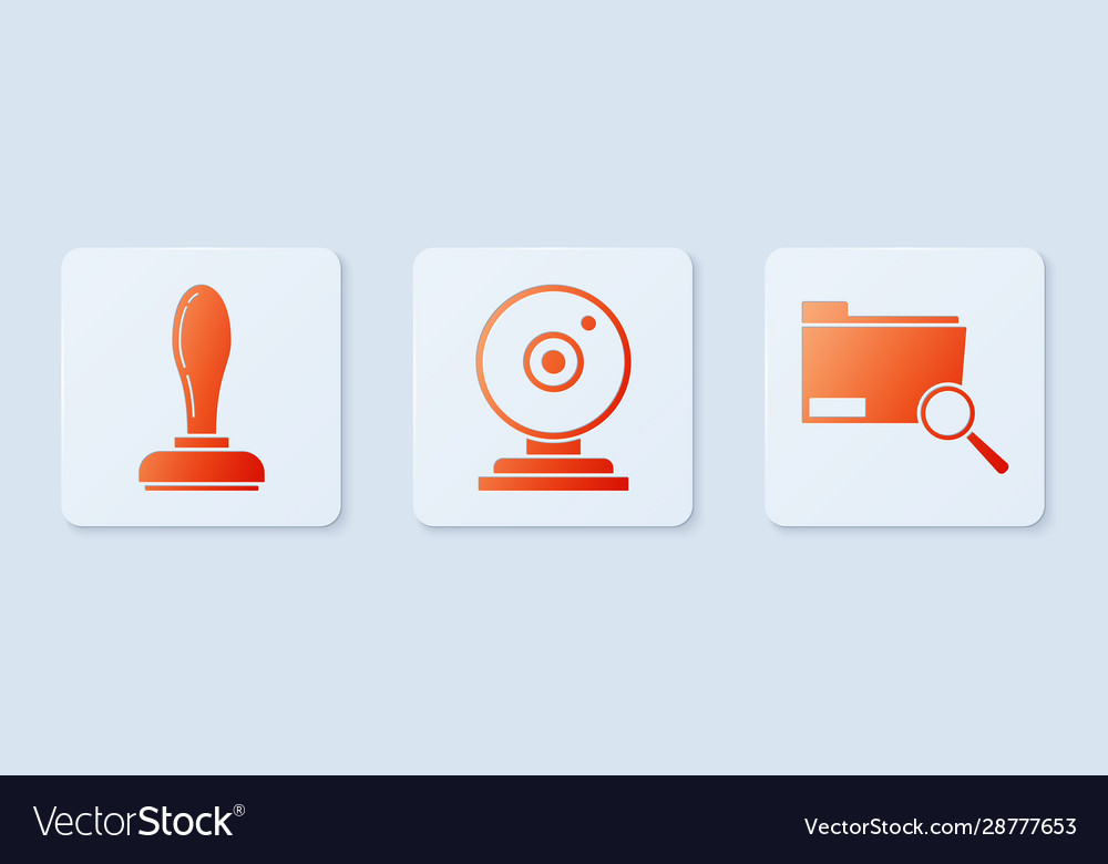 Set web camera stamp and search concept vector image Set web camera stamp and search concept