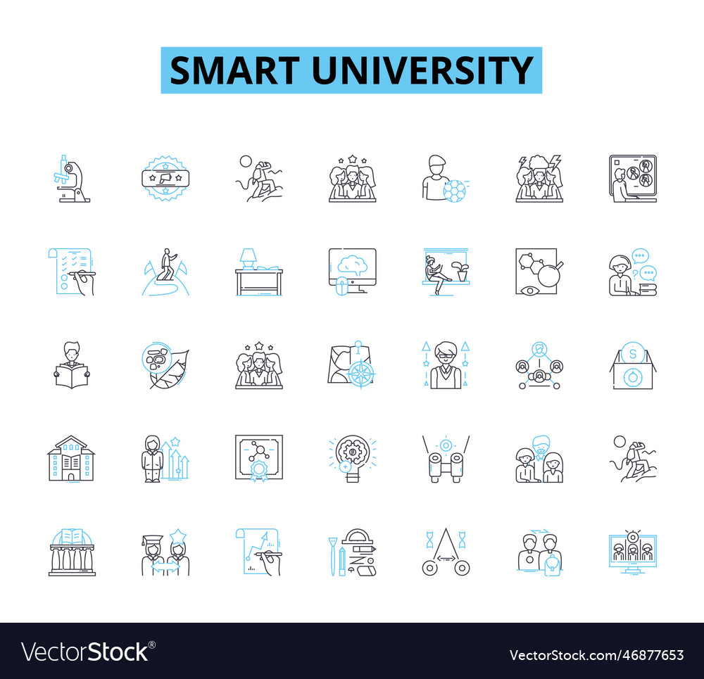 Smart university linear icons set efficiency