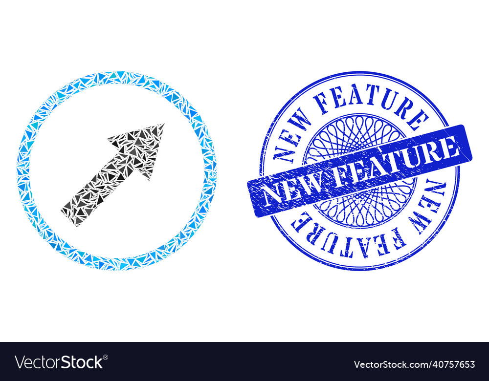 Textured new feature seal and triangle up-right Vector Image Textured new feature seal and triangle up-right
