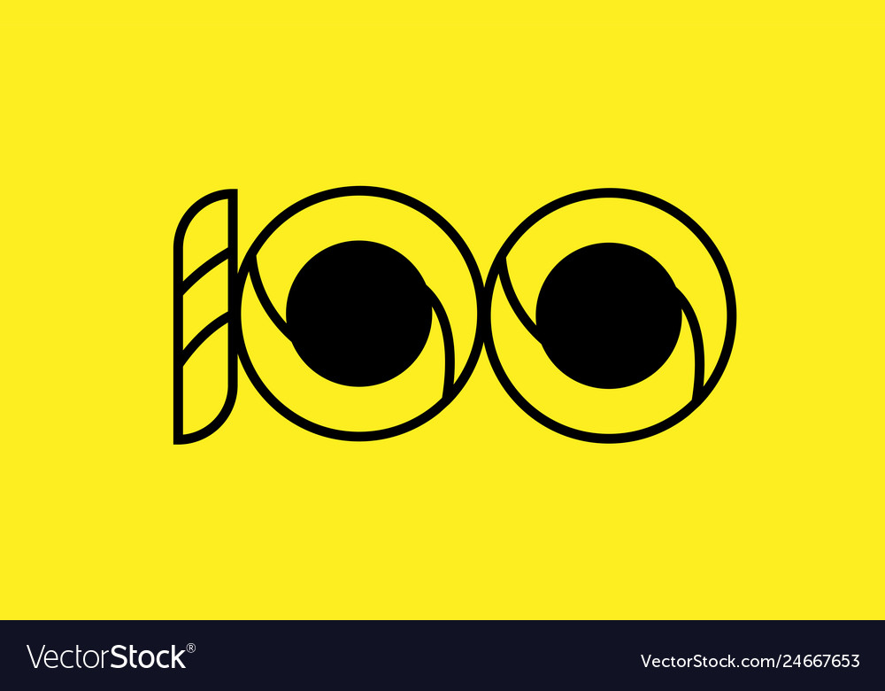 Yellow black line number 100 logo company icon