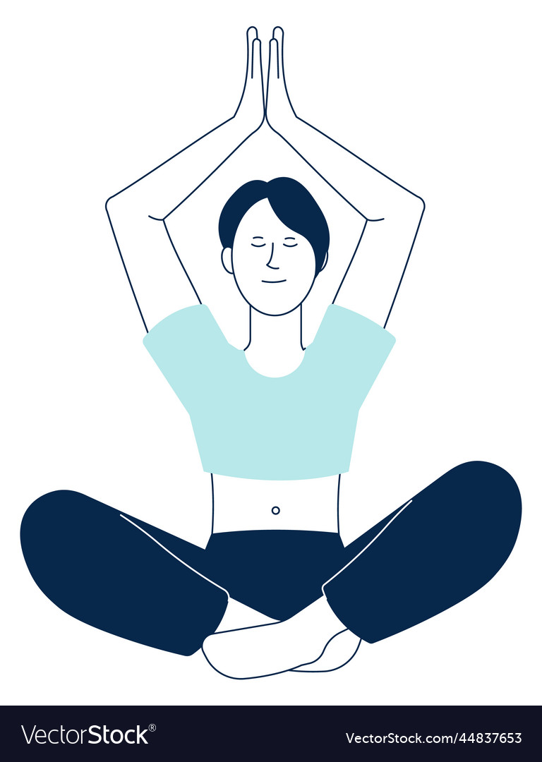 Yoga pose icon smiling woman in lotus asana Vector Image