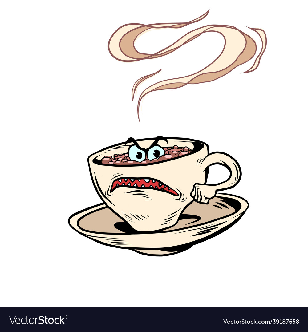 Angry negative tired cup of coffee funny character