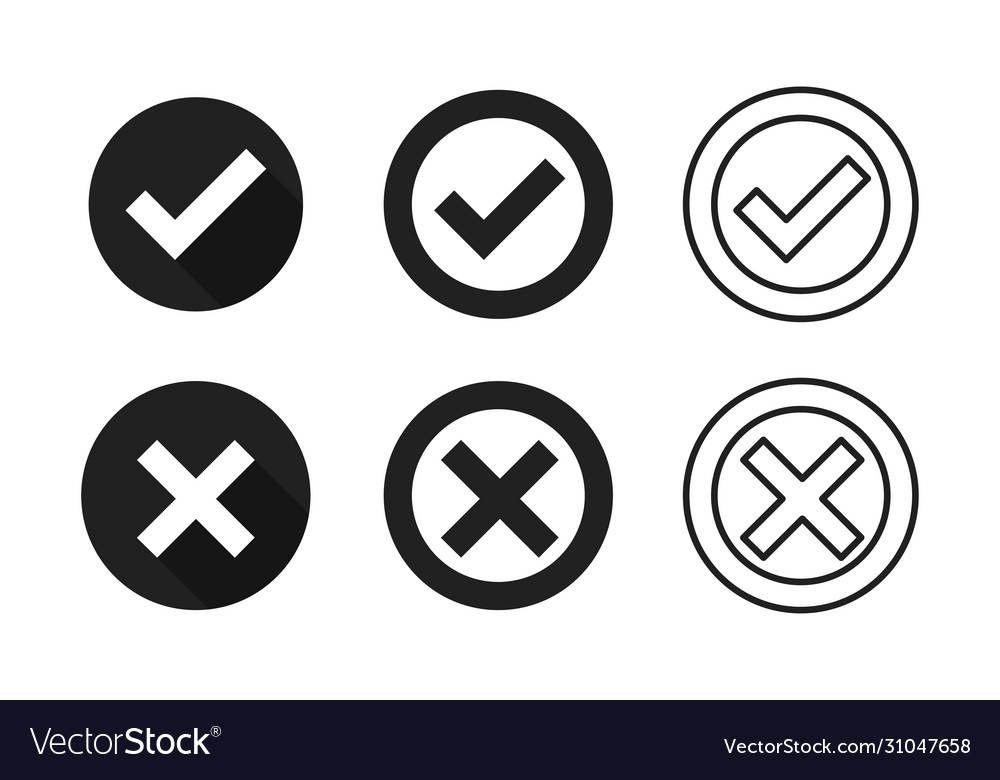 Black check cross isolated icon in modern style vector image Black check cross isolated icon in modern style