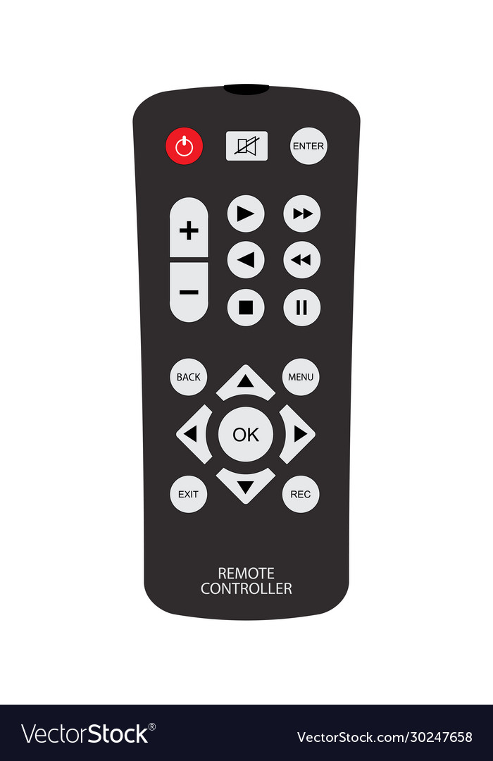 Black remote control with buttons and signs Vector Image Black remote control with buttons and signs