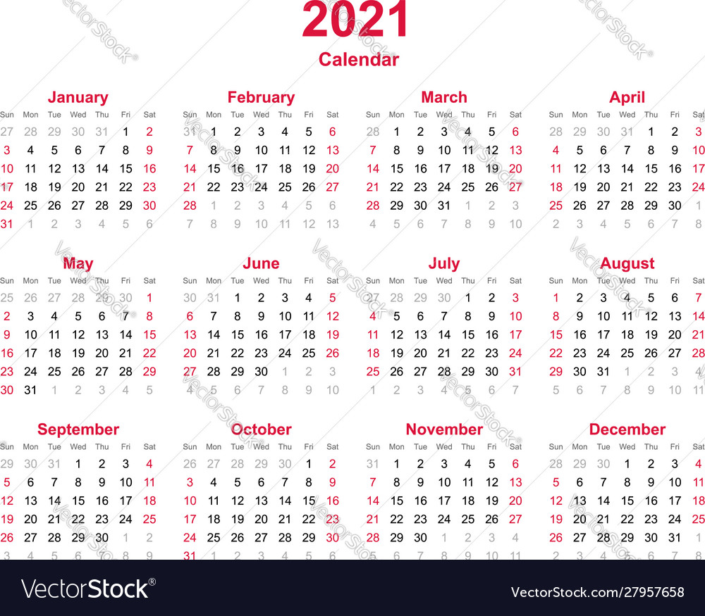 12 month calendar 2021