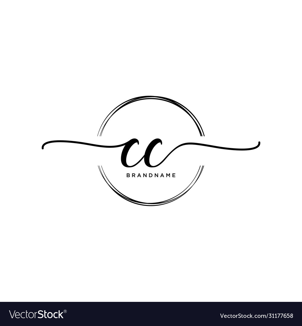 Cc initial handwriting logo with circle template Vector Image