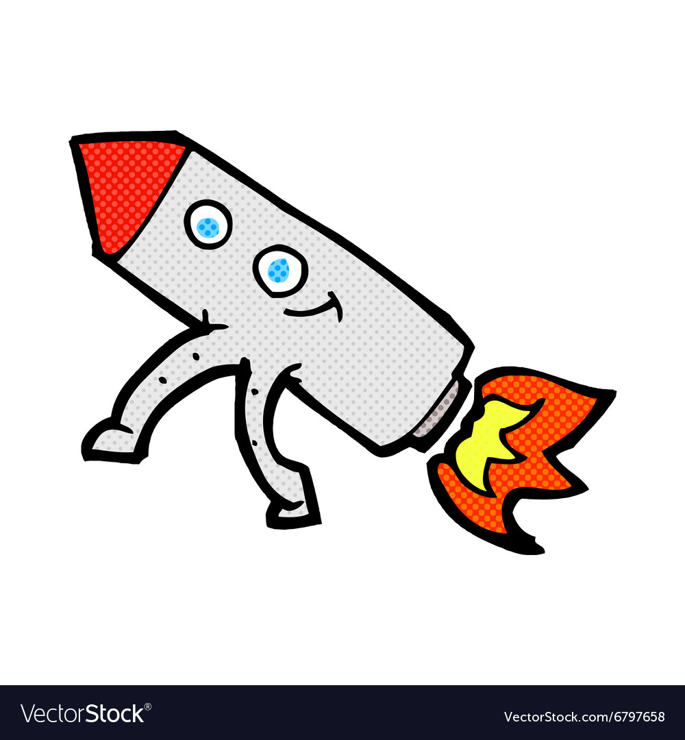 Comic cartoon happy rocket