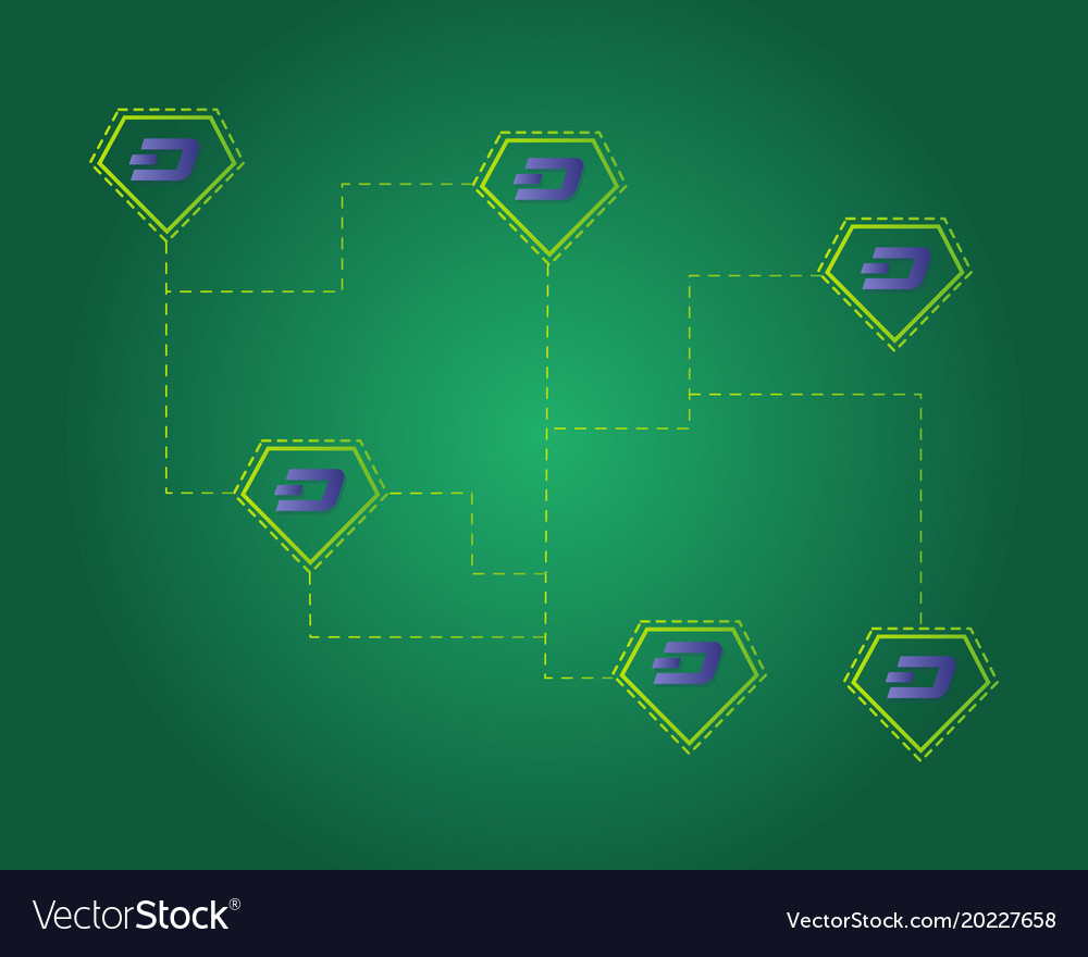 Dash blockchain technology on green background