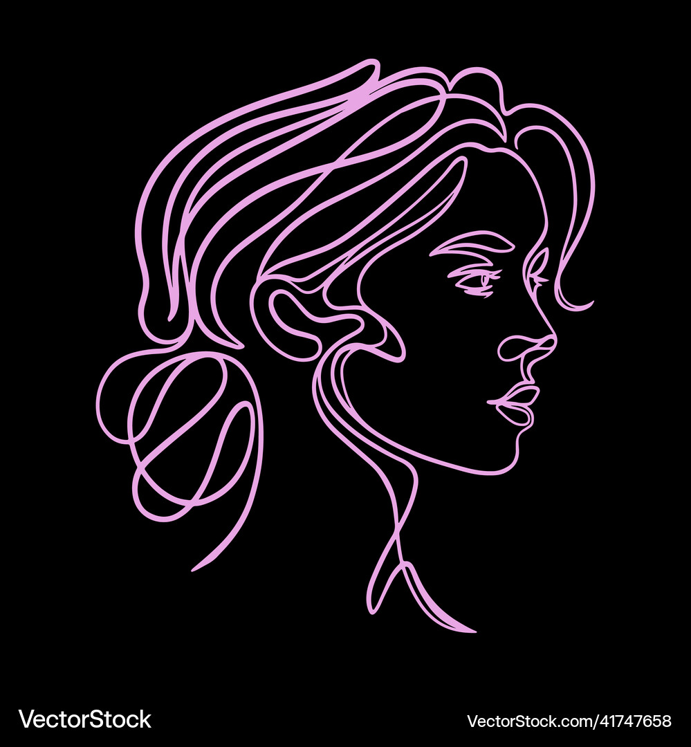 Female line art portrait Royalty Free Vector Image