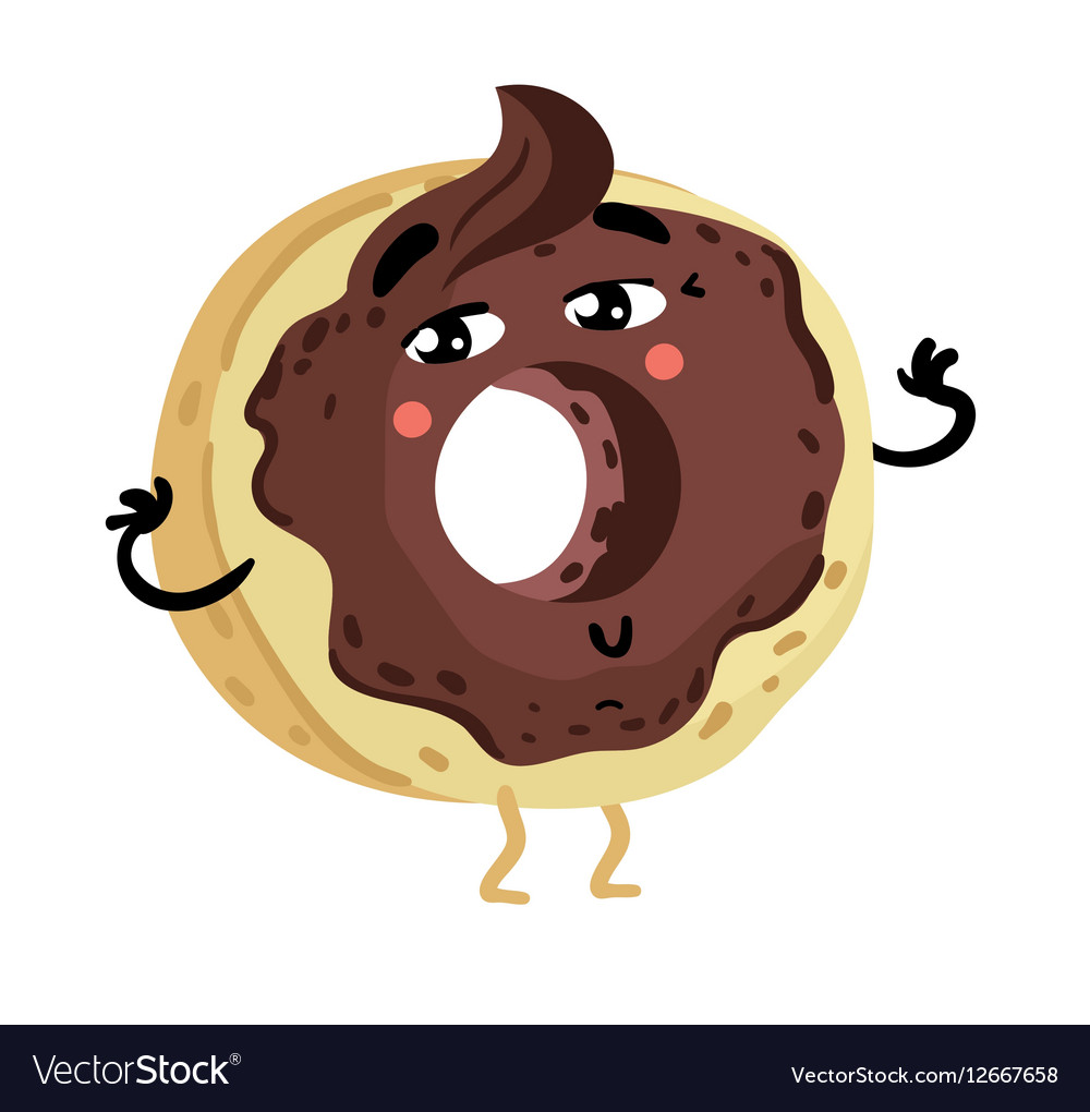 Funny doughnut isolated cartoon character Vector Image