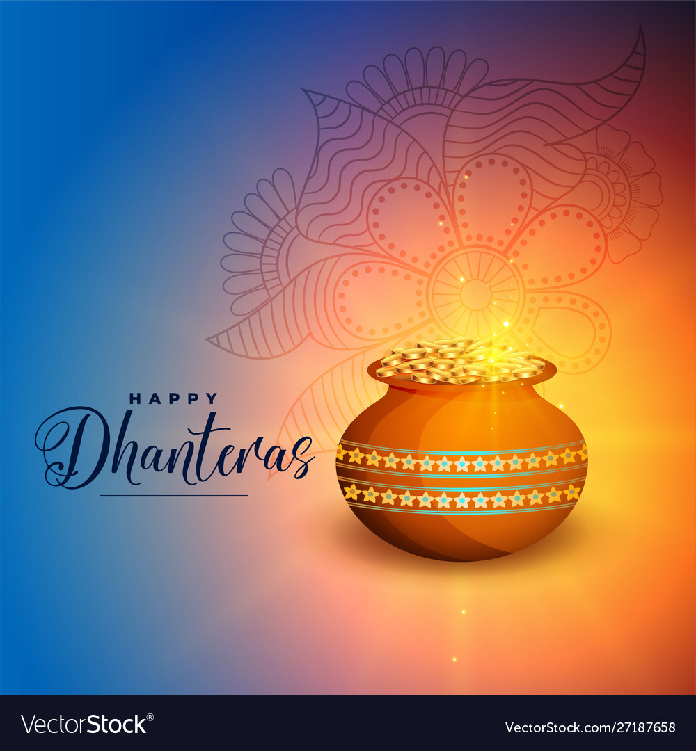 Happy dhanteras festival greeting card beautiful Vector Image