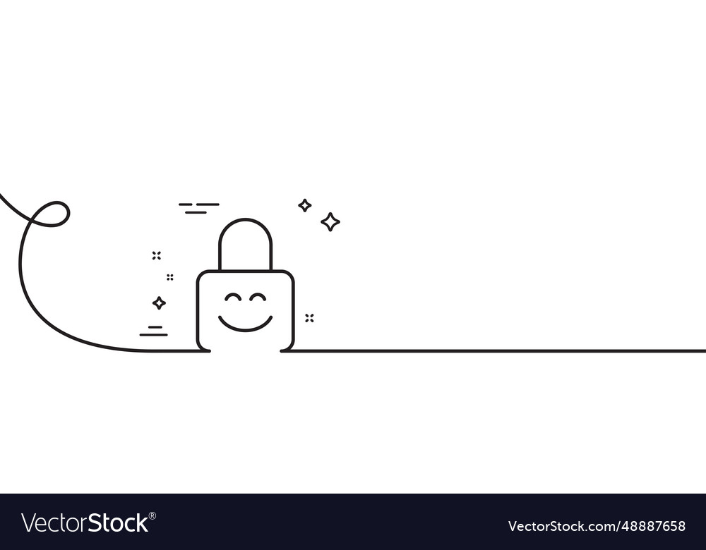 Lock line icon protected padlock with smile sign Vector Image Lock line icon protected padlock with smile sign