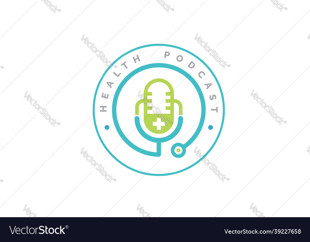 Medical podcast logo design stethoscope Royalty Free Vector