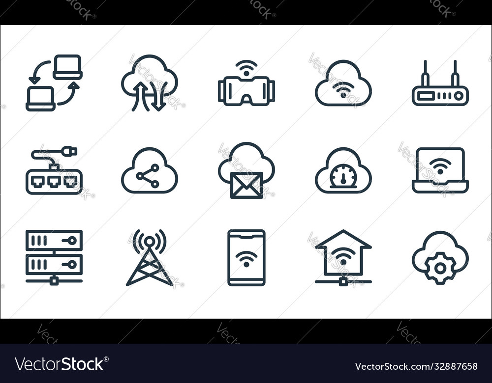 Network line icons linear set quality vector image Network line icons linear set quality