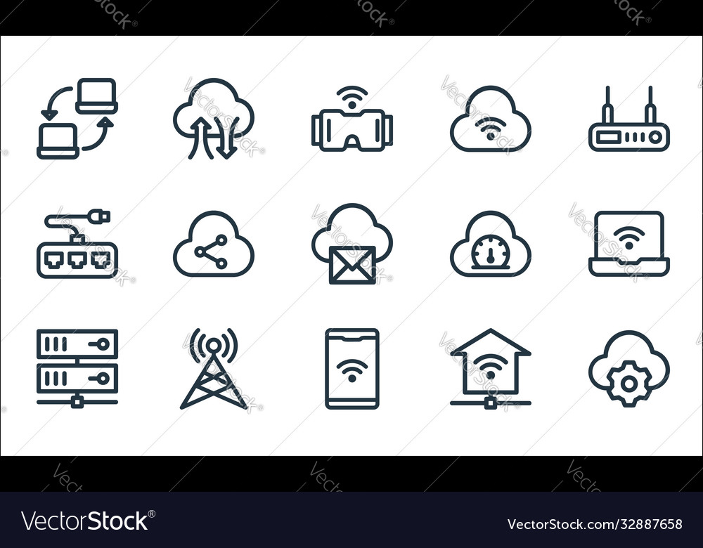 Network line icons linear set quality