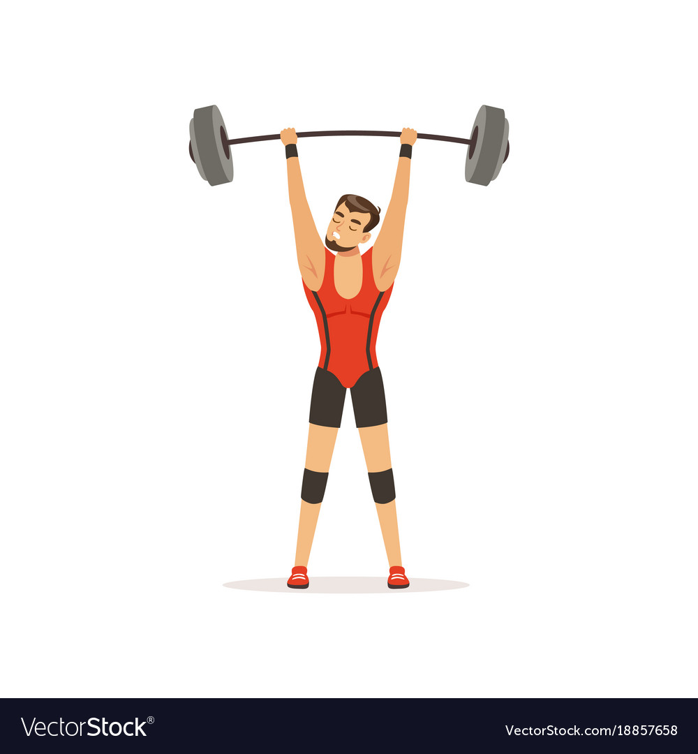 Professional athlete holding barbell above his Vector Image