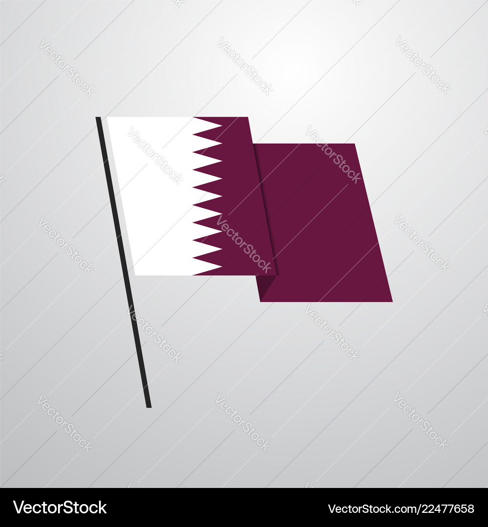 Qatar waving flag design background Royalty Free Vector