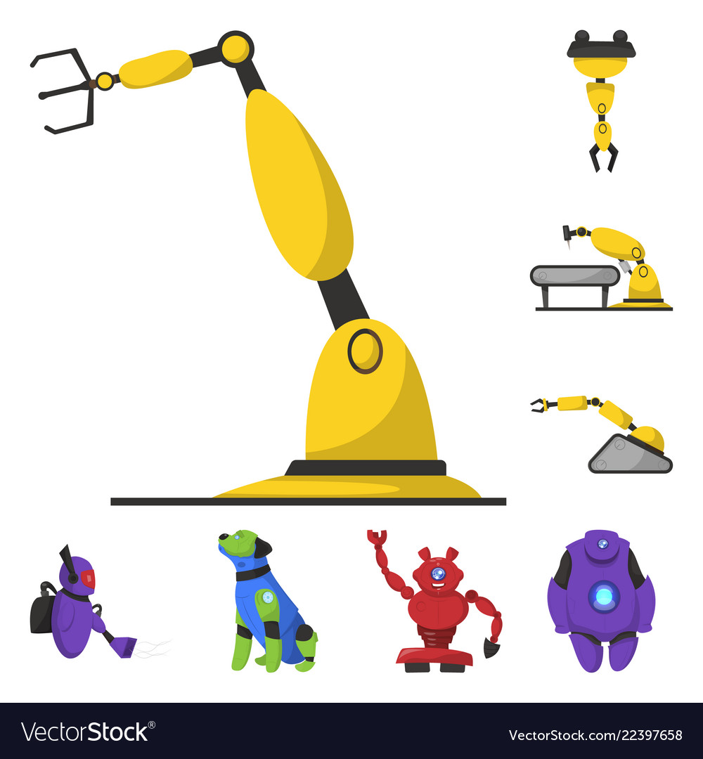 Robot and factory symbol vector image Robot and factory symbol