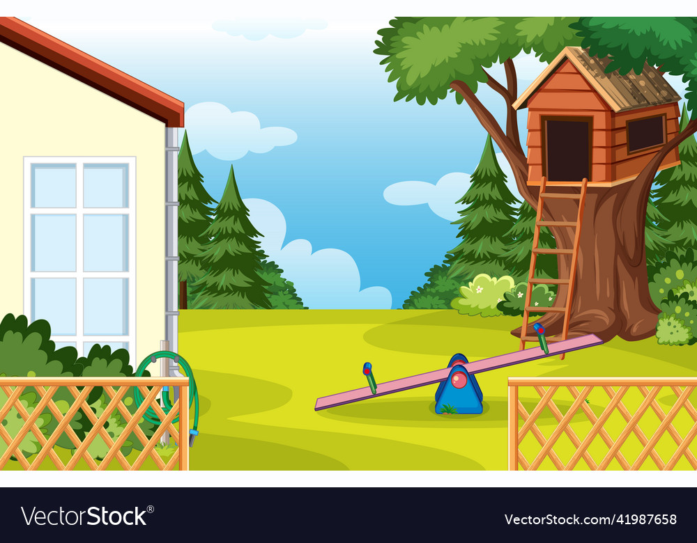 Scene of backyard with a fence