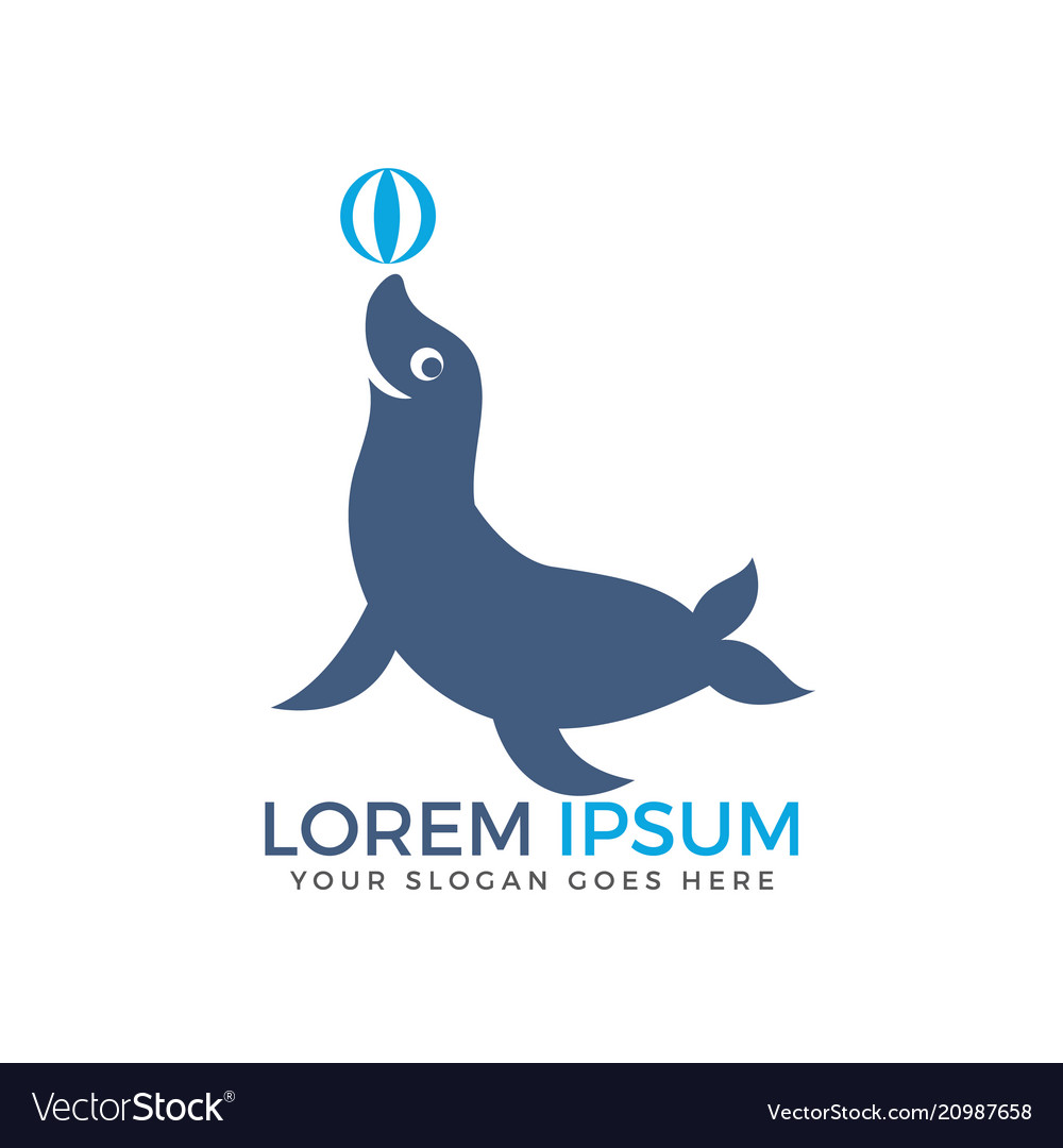 Sea lion logo design Royalty Free Vector Image