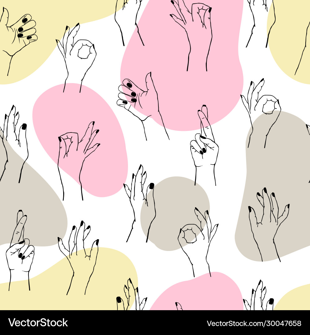 Seamless pattern different gestures collection Vector Image