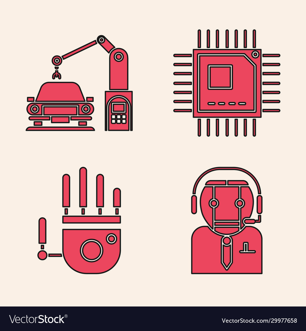 Set worker robot industrial machine robotic Vector Image Set worker robot industrial machine robotic
