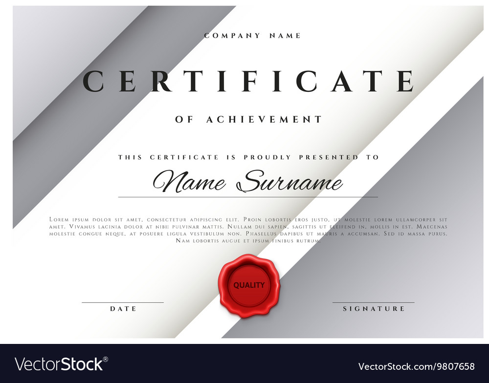 Template certificate design in silver color