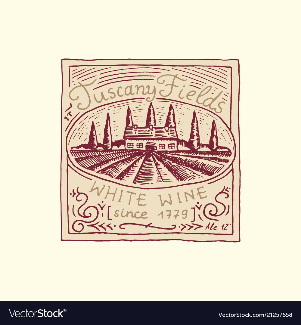 Vintage wine label badge with vineyard alcohol vector image Vintage wine label badge with vineyard alcohol