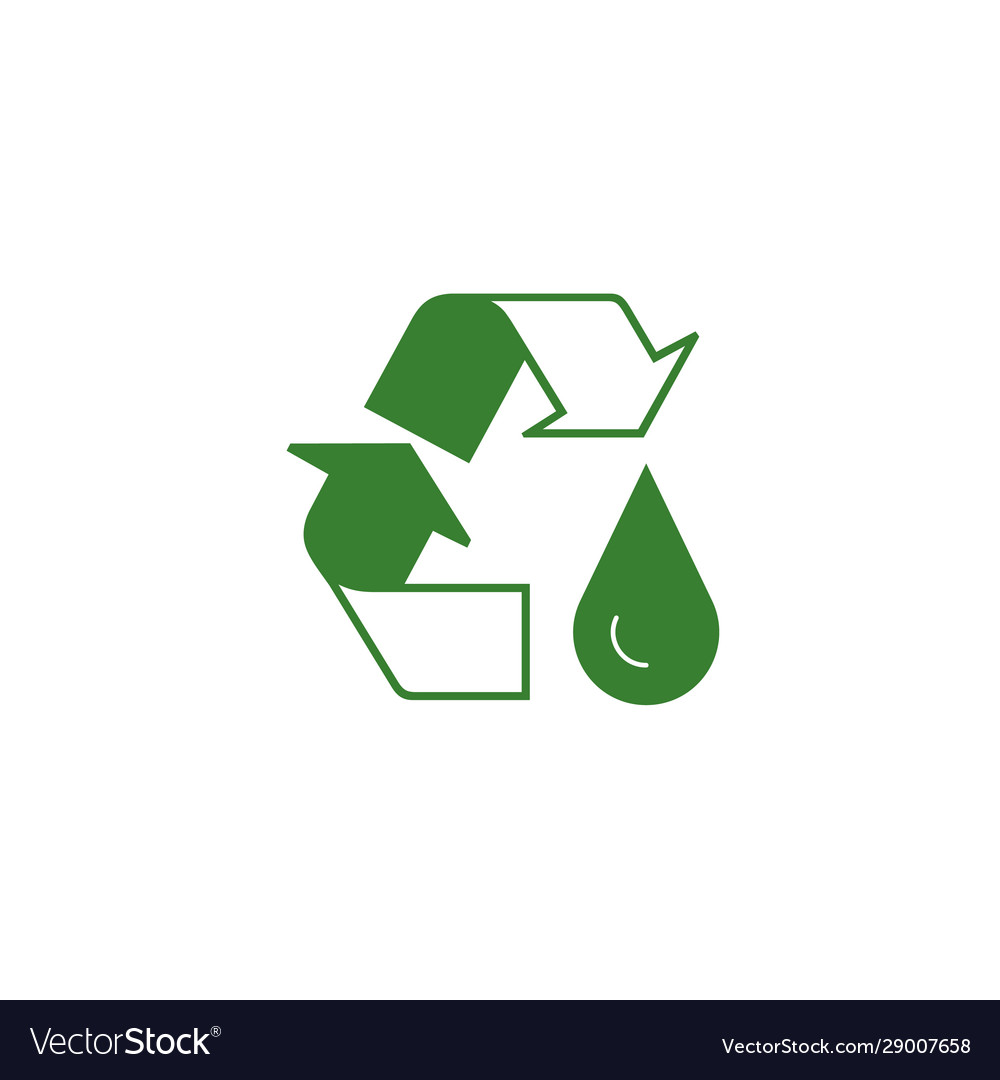 Water drop with recycle symbol instead one