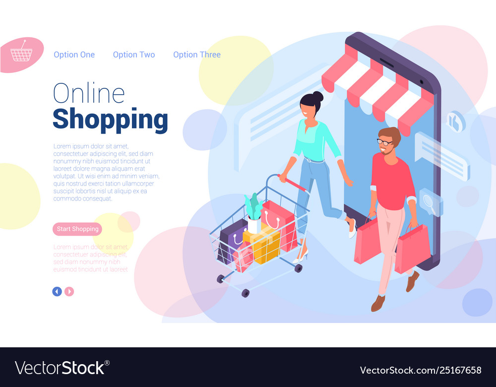 Web page template for online shopping Royalty Free Vector