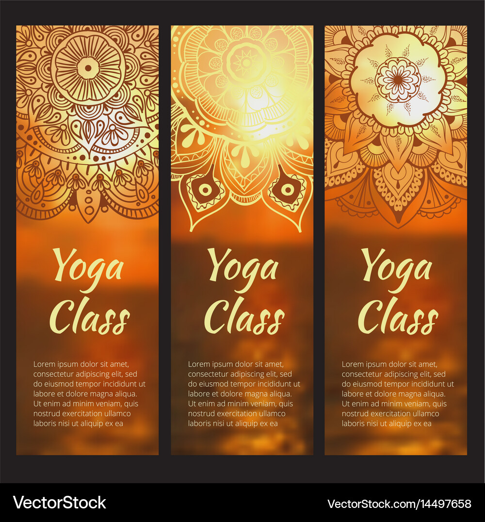 Yoga Banner Set With Mandala Royalty Free Vector Image