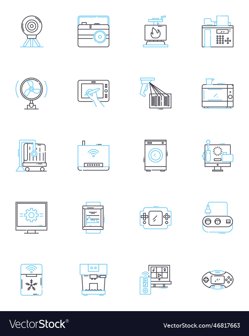Artificial system linear icons set automation vector image Artificial system linear icons set automation