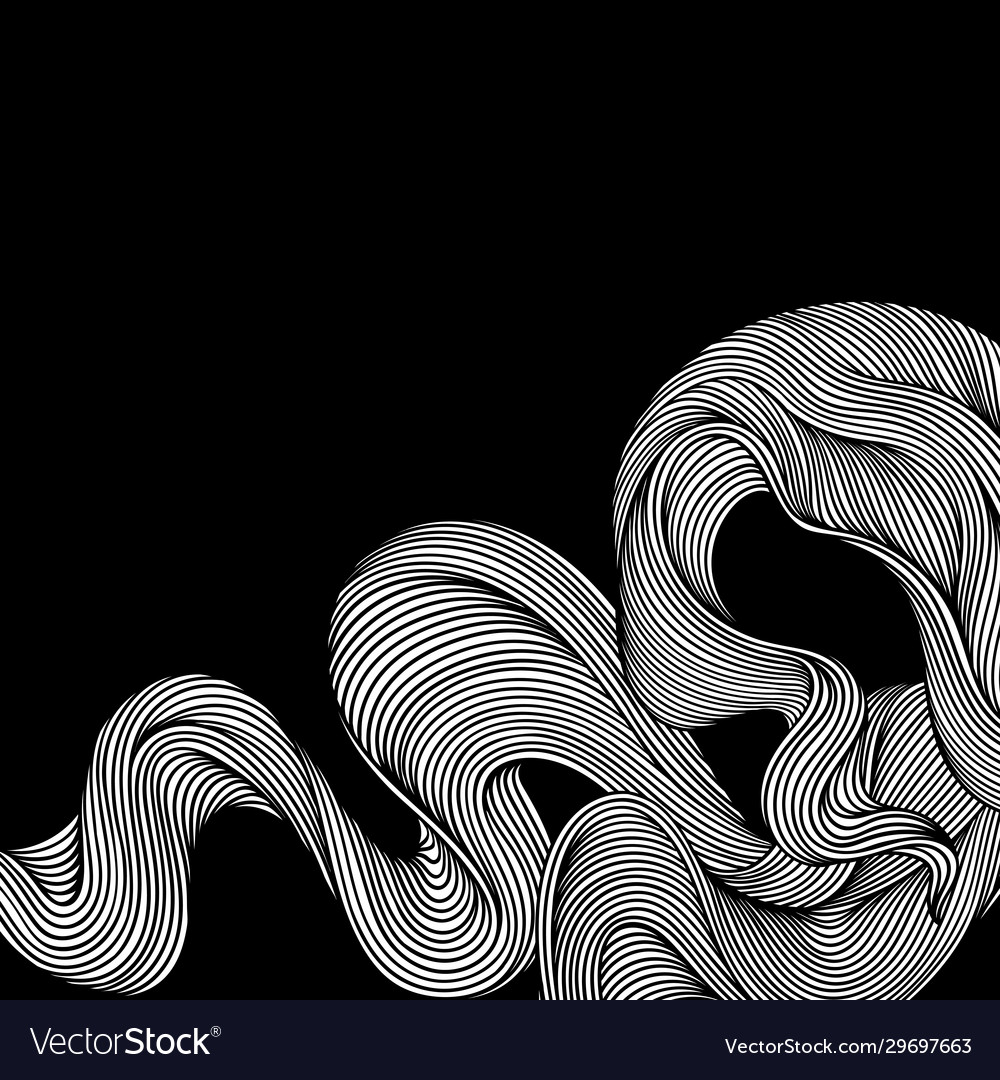 Background with wave line curls monochrome