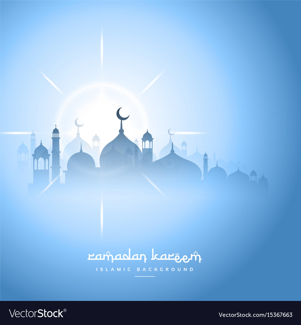 Blue sky ramadan kareem background with mosque