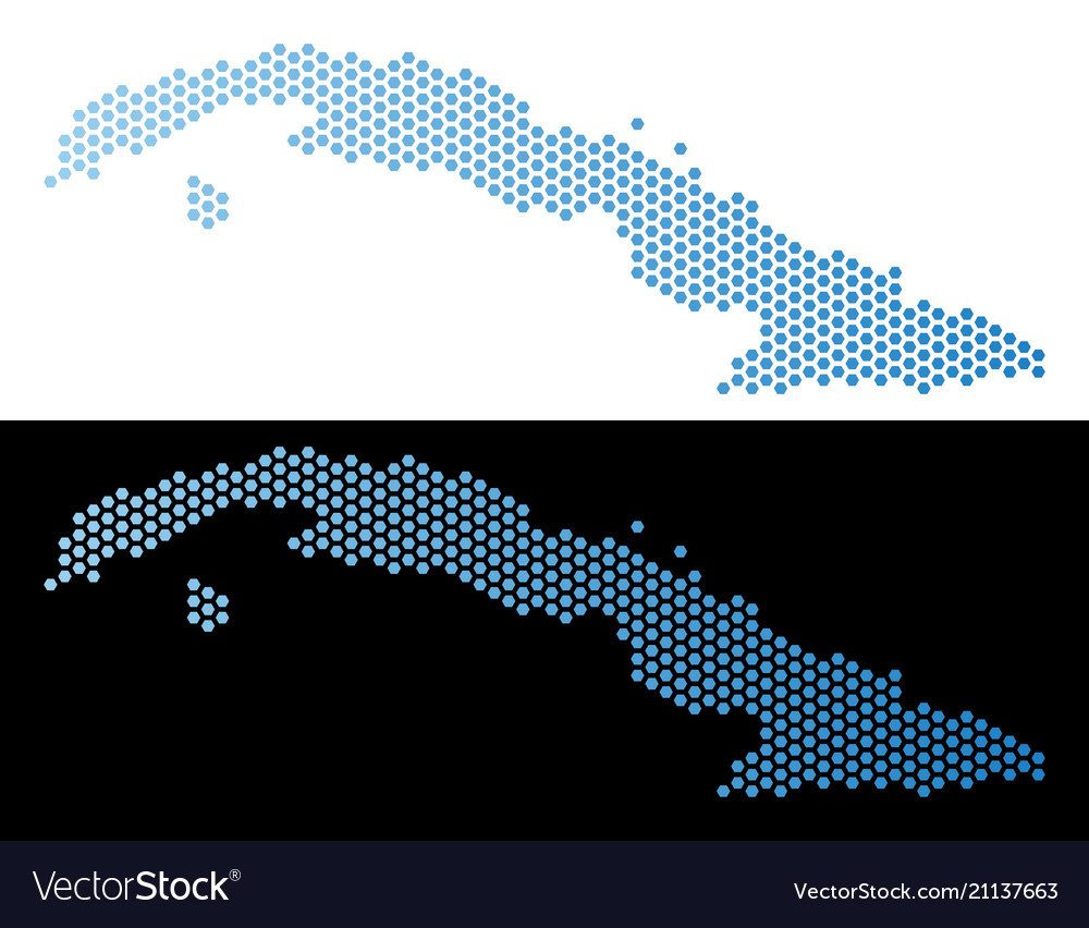 Cuba map hexagonal abstraction vector image Cuba map hexagonal abstraction