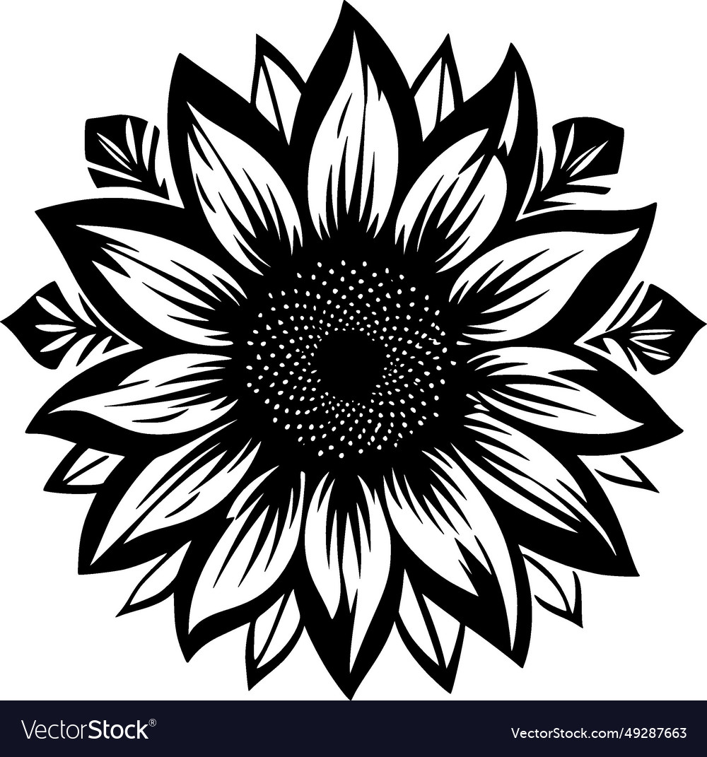 Flower - black and white Royalty Free Vector Image