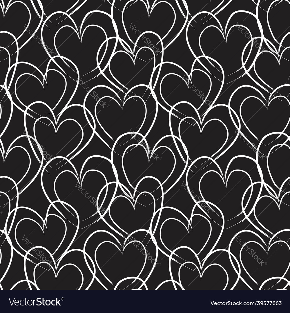 Heart shaped brush stroke seamless pattern Vector Image