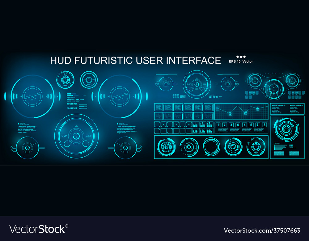 Hud futuristic green user interface dashboard vector image Hud futuristic green user interface dashboard