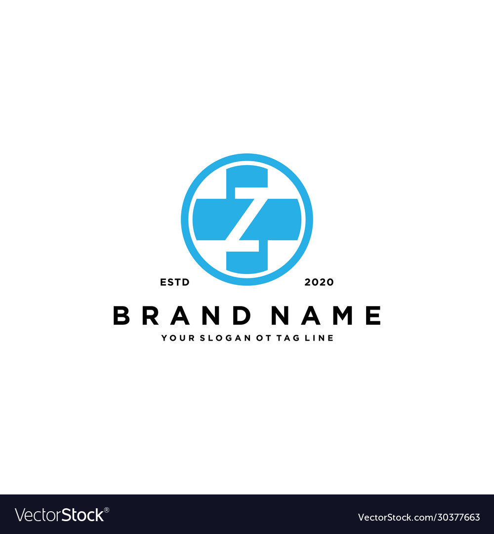 Letter z cross plus hospital medical logo design Vector Image