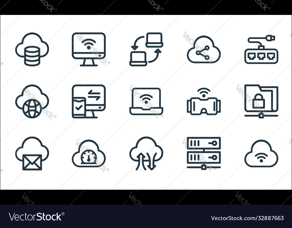 Network line icons linear set quality