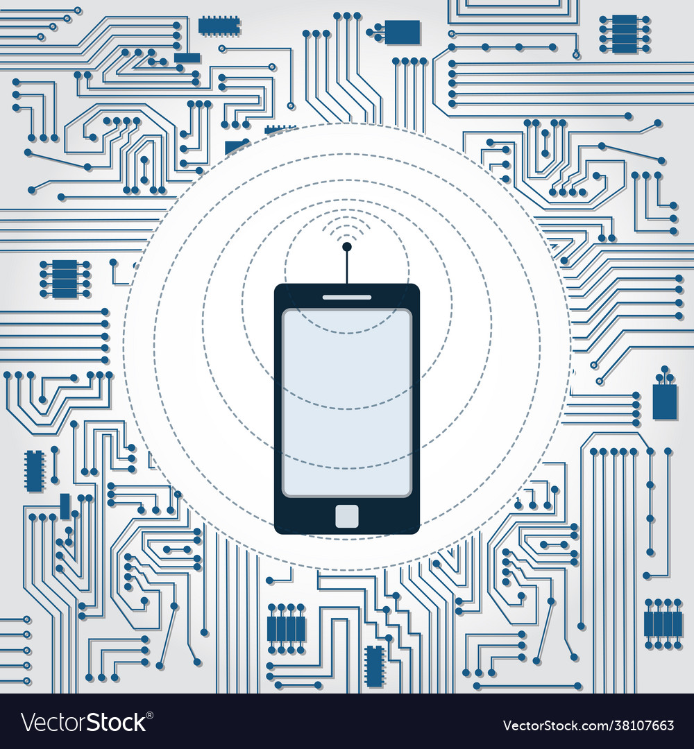 Phone wireless wave and electronics circuit Vector Image