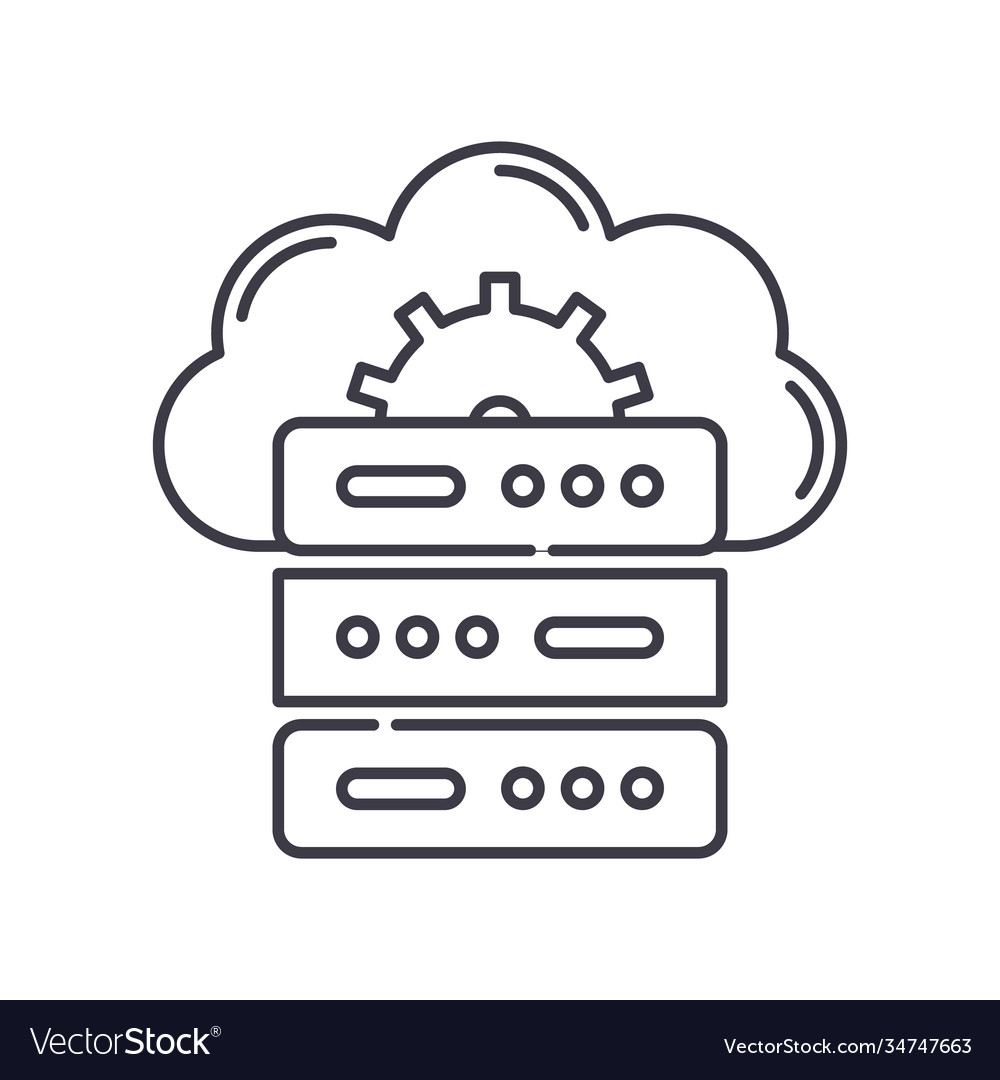 Server computer icon linear isolated vector image Server computer icon linear isolated