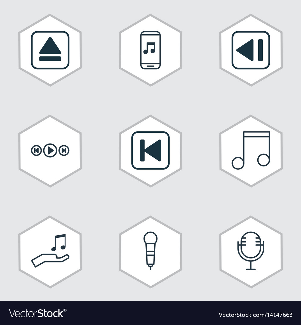 Set of 9 music icons includes microphone mike