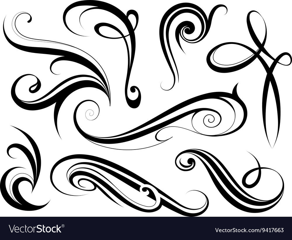 Download Set of calligraphy swirls Royalty Free Vector Image