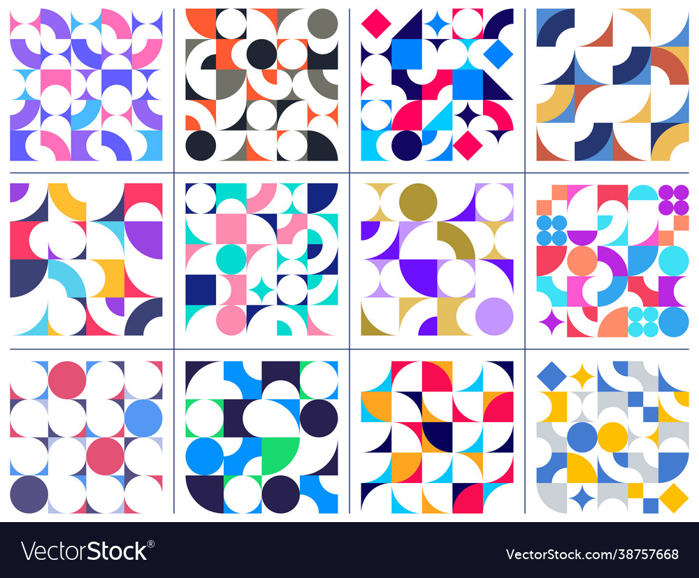 Abstract geometric seamless patterns set color Vector Image Abstract geometric seamless patterns set color