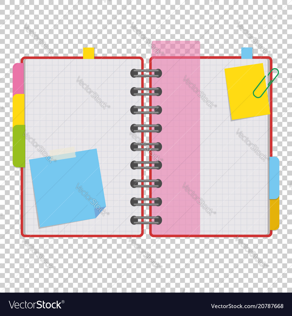 Color open notepad on rings with blank sheets vector image Color open notepad on rings with blank sheets