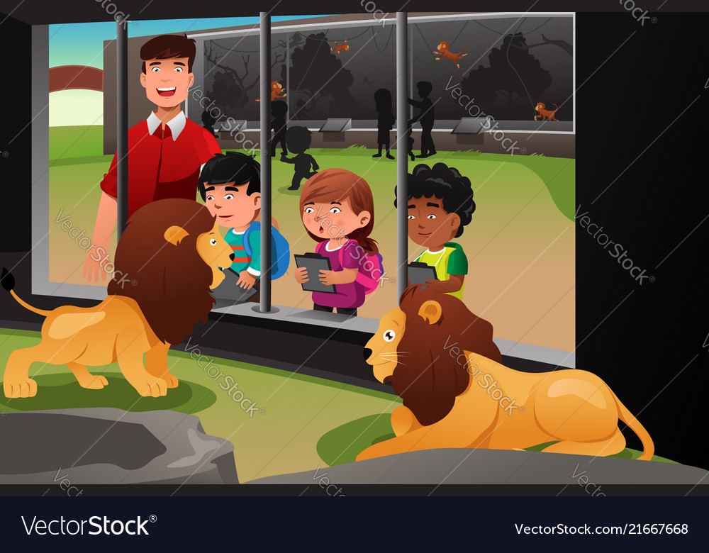 Kids school field trip to zoo Royalty Free Vector Image