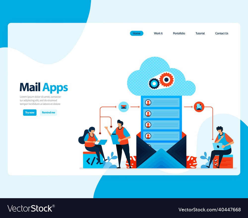 Landing page of sending receiving managing e-mail